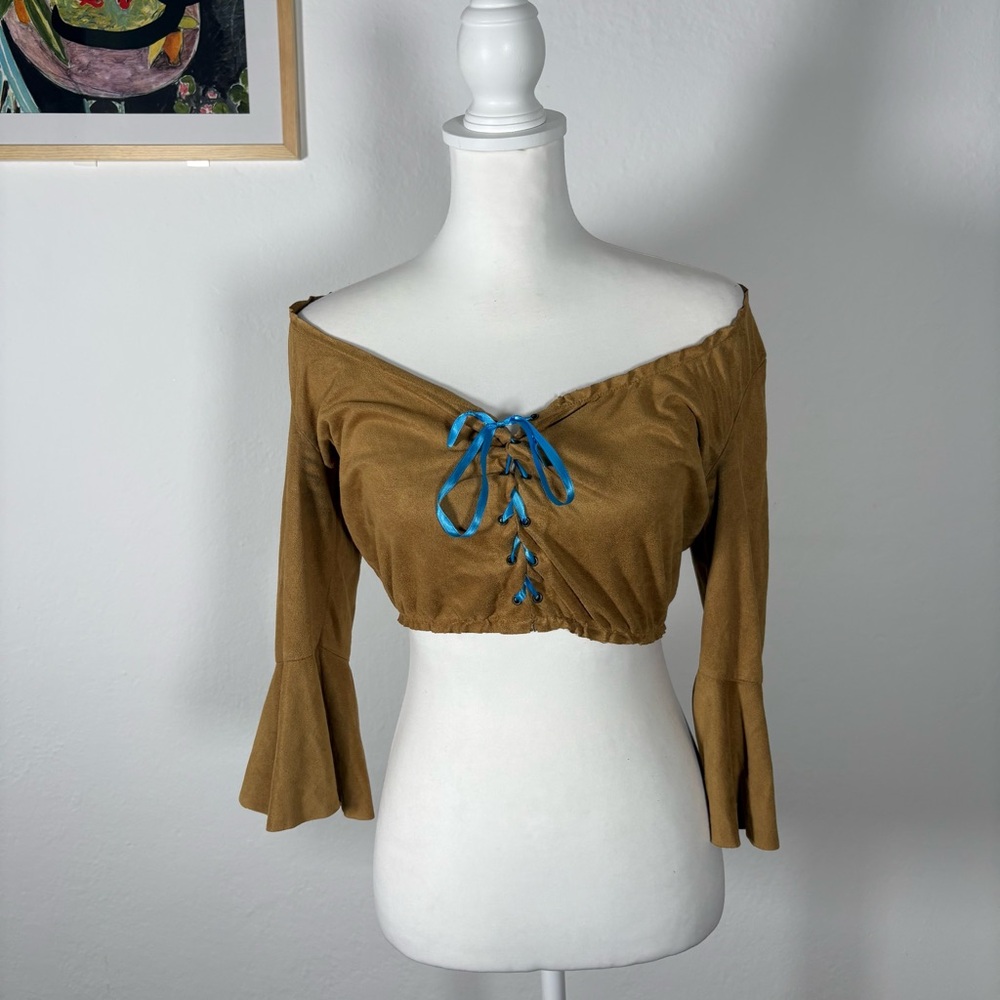 Vintage Suede Corset Milkmaid Top